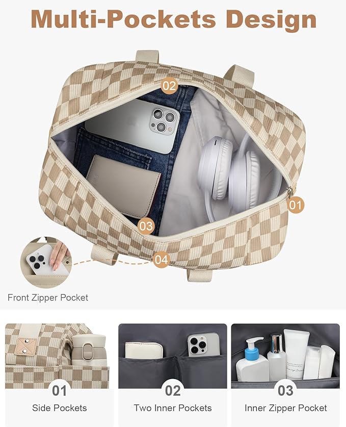 Travel Duffle Bag, Waterproof Weekender Overnight Hospital Bags for Women Men with Toiletry Bag Lightweight Carry on Personal Item Duffle Gym Bag for Travel, Airplanes, Sports