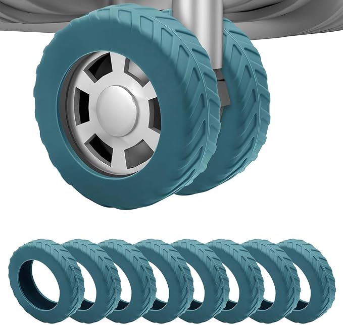 8Pcs Luggage Wheel Covers,Silicone Suitcase Cover for 2-2.4'' Spinner Wheel, Carry On Luggage Wheels Protector,Upgrade Suitcase Wheels Protective,Essential Travel Accessories (Lake Blue-L)