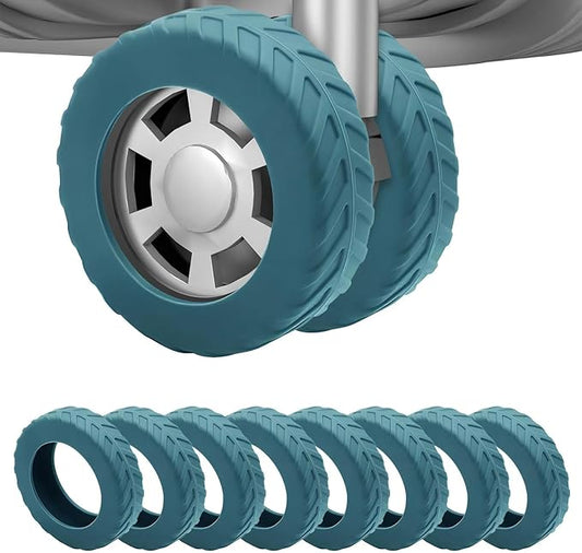 8Pcs Luggage Wheel Covers,Silicone Suitcase Cover for 2-2.4'' Spinner Wheel, Carry On Luggage Wheels Protector,Upgrade Suitcase Wheels Protective,Essential Travel Accessories (Lake Blue-L)