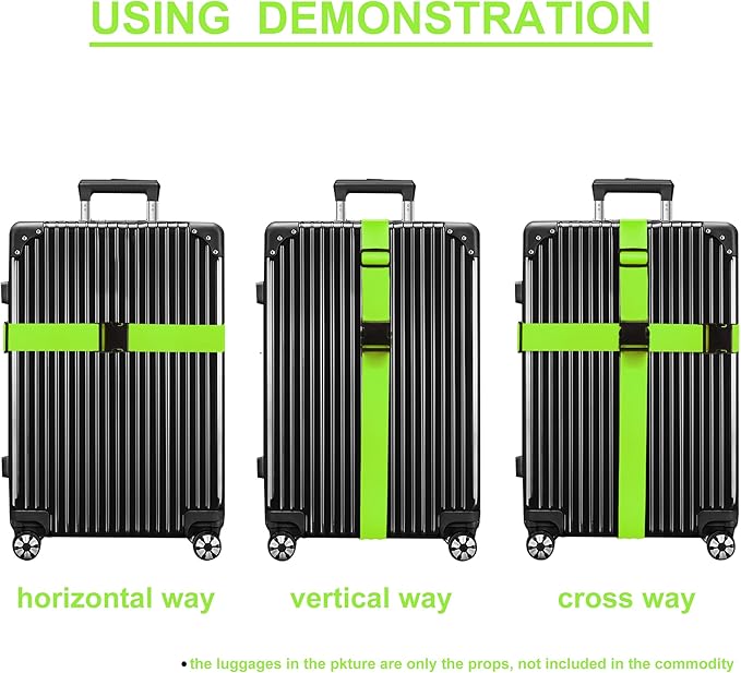 Luggage Straps for Suitcases TSA Approved Travel Belt 8 Pack by Chelmon (Green)