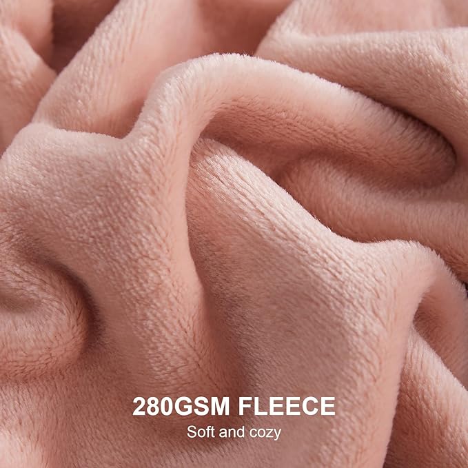 Hansleep Fleece King Size Blanket for Bed Dusty Pink, Super Soft Flannel Fuzzy Plush Cozy Blanket for All Seasons, Dusty Pink, King 90x108 Inches