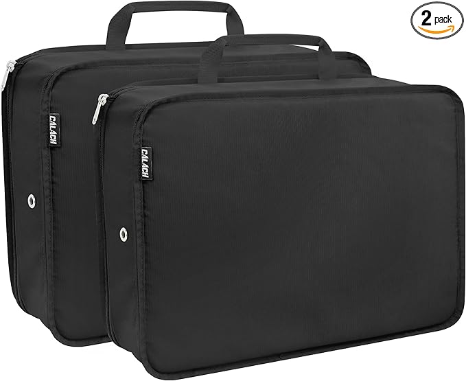 Compression Packing Cubes for Travel Essentials, 2 Set Expandable Travel Cubes for Packing Bags Suitcase Organizer, XL, Black