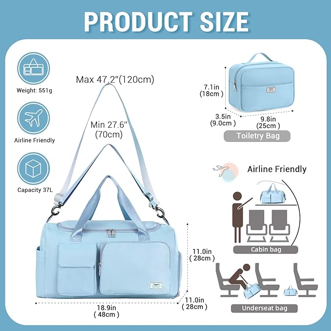 FIORETTO Women's Gym Duffle Bag with Shoes Compartment, 30L Capacity, Ideal for Travel, Gym, Sports, Duffel, Weekender