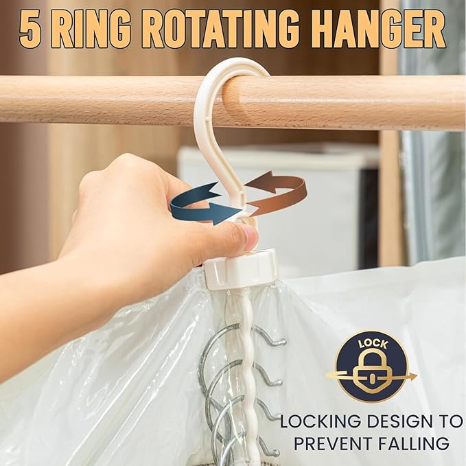 Hanging Vacuum Storage Bags – 4 Pack (2 Long, 2 Short) Hanging Vacuum Seal Bags for Clothing, Closet Organizer Space Saver for Suits, Jackets & Coats