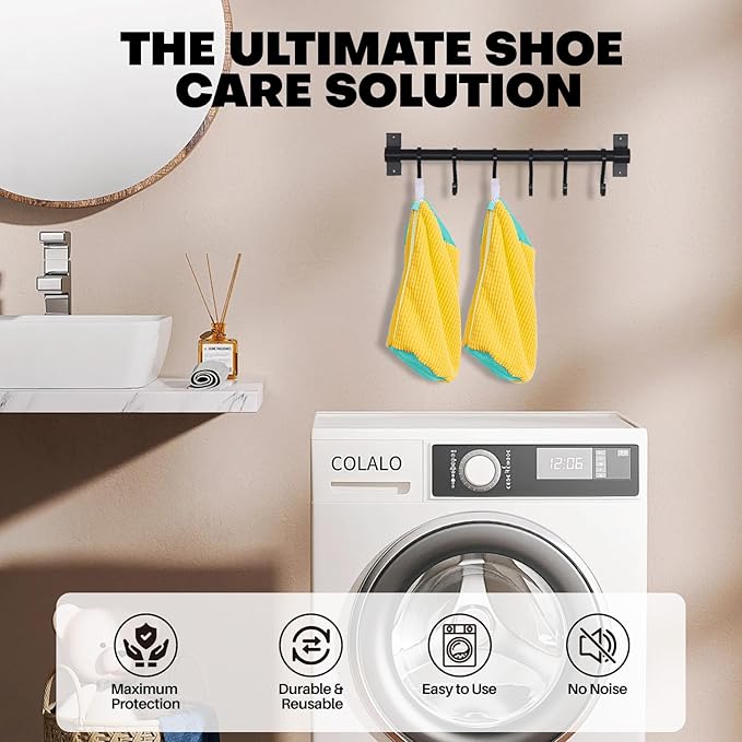 Shoe Washing Machine Bag: Laundry Shoe Bag for Washer and Dryer - 2pc Reusable Shoe Cleaning Bag for Sneaker Tennis Shoes Unstain Cleaner Kit (Yellow 2pcs)