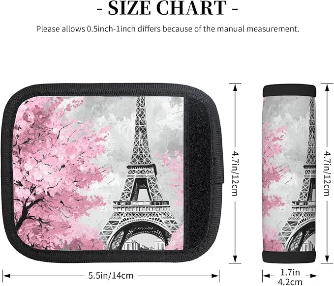 Eiffel Tower Pink Ink Sketch Luggage Handles Wrap Grips For Suitcases Luggage Travel Accessories For Airplane 2pcs