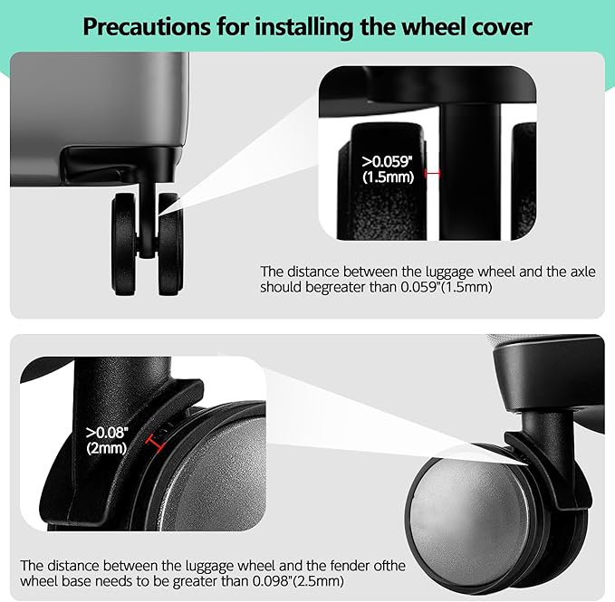 AWINNER 8 Pack Luggage Wheels Covers - Silicone Luggage Wheel Protector Covers for most 8 Spinner Wheel Suitcases or Office Chair Caster,Durable,Mute and Shock Absorption (Cyan)