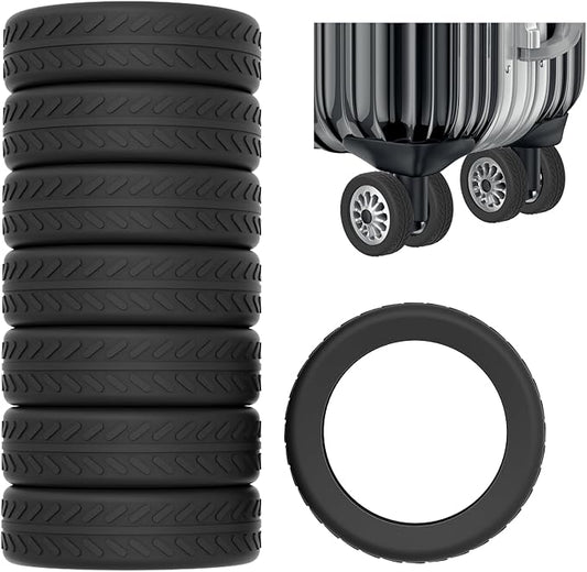 AWINNER Luggage Wheel Covers 8 Pack Upgraded,Silicone Luggage Wheel Protector Covers for most 8 Spinner Wheel Suitcases or Office Chair Caster,Durable,Mute and Shock Absorption (Black)