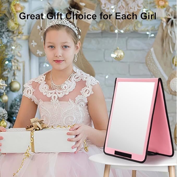 LPHUMEX Pink Portable Full Length Mirror for Dance Bag, 33x13 Inch Portable Folding Body Mirror for Camping Wedding Golf Swing Workout