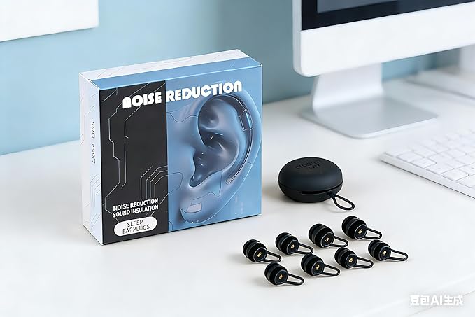 Side Sleeper Earplugs, 52dB Noise Reduction Silicone Ear Plugs for Sleeping, Pain-Free for Sensitive Ears, 3-Layer Anti-Slip, Reusable Set S/M/L + Case
