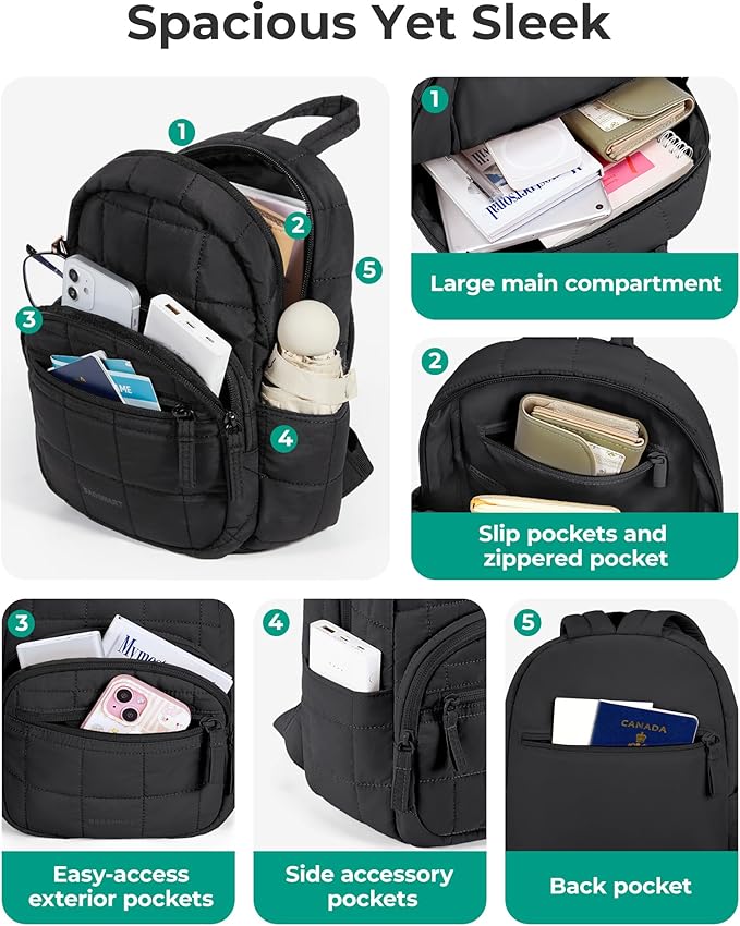 BAGSMART College Laptop Backpack, Mini Backpack for Women, Lightweight Small Backpack Purse, Bookbag for Work College, Water Resistant, Baby Pink