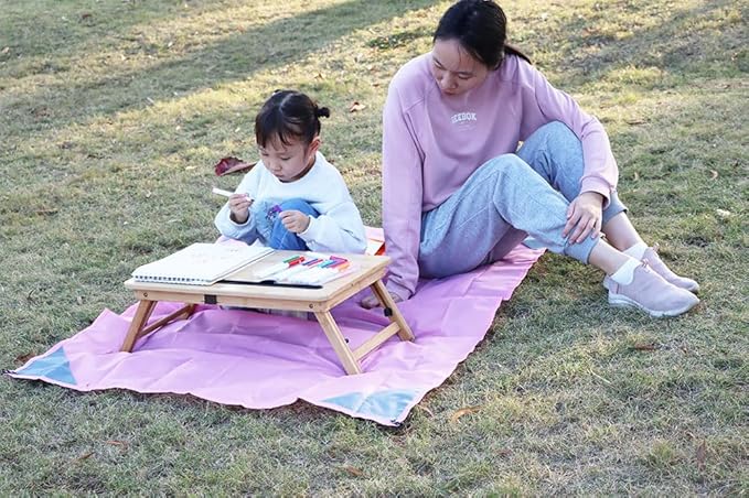 Orga'Neat Pocket Picnic Blanket, Sandproof Lightweight Pocket Camping Tarp, 55″x 39″ Foldable & Fits into Small Bag, Water Resistant Washable Quick Dry Compact Beach Mat for Outdoor Recreation