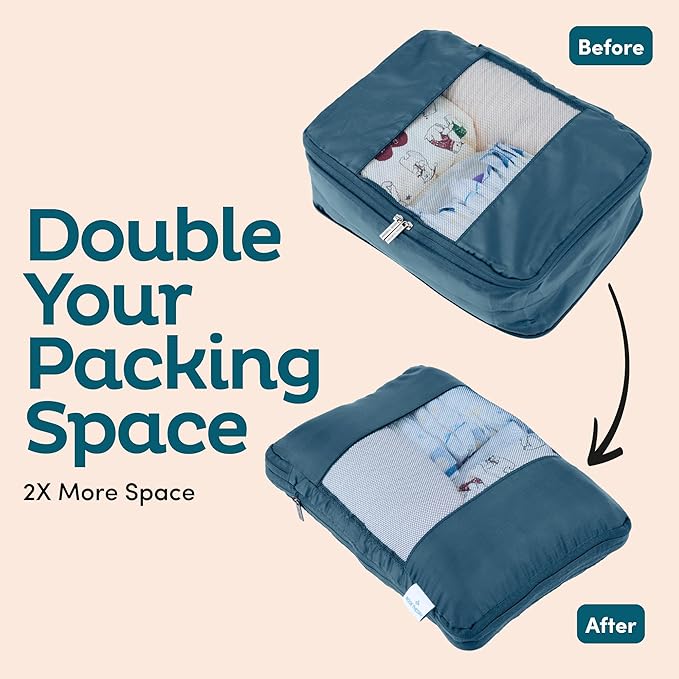 10-Pack Large Compression Packing Cubes for Travel - Lightweight Compression Packing Cube Set, Water-Resistant Luggage Organizer Bags & Suitcase Organizers, Travel Cubes for Carry-On, Checked Luggage