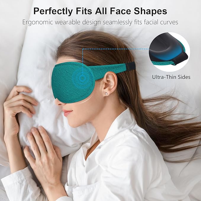 Gritin 100% Blackout Sleep Eye Mask for Women Men,Zero Eye Pressure Sleeping Mask-Ergonomic Design 3D Cutout Eye Movement and Eyelash Friendly Night Blindfold,Soft&Comfortable for Sleeping-Navy Blue