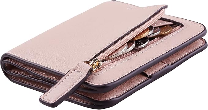 Toughergun Women’s Small Slim Leather Wallet with RFID Protection, Compact Bifold Mini Purse with Clear ID Window