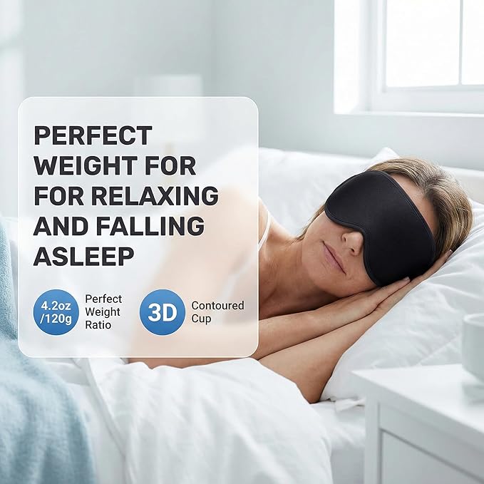 Weighted Sleep Mask 2 Pack - 3D Contoured Eye Masks for Sleep, Best Blackout Sleep Masks for Women Men, Eye Mask for Travel, Meditation, Airplane, Memory Foam, Adjustable Strap, Black Purple