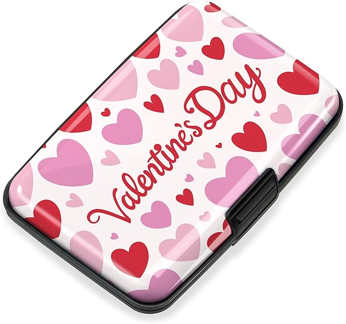 Mayski Credit Card Holder, RFID Blocking, Aluminum Alloy Hard Case, Small Mini Business Metal Wallet for Women Men, Heartfelt Valentine's