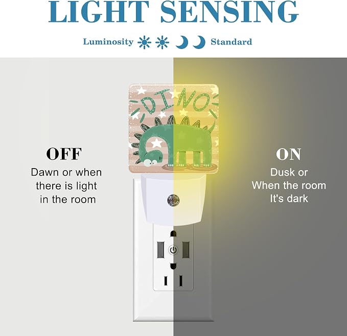 Night Light for Kids Girls Boys, Cute and Funny Dinosaur LED Night Light Plug into Wall with Dusk to Dawn Sensor for Room Decor, Hallway, Kitchen, Bathroom, Nursery, Stairs