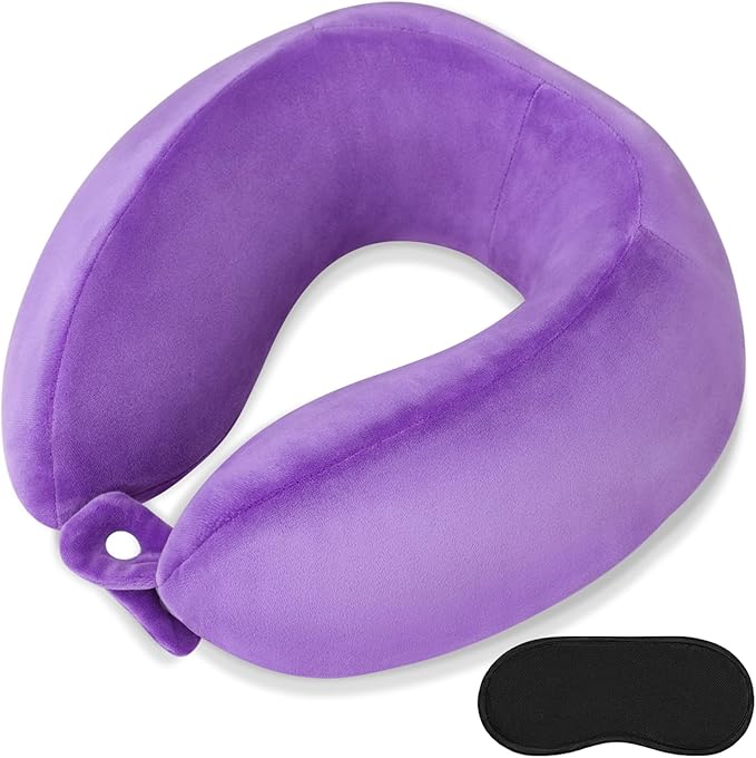 Travel Pillows for Airplanes U-Shaped Memory Foam Neck Pillow Support Headrest and Neck Removable Breathable Neck Pillow for Car Office Home Camping Use
