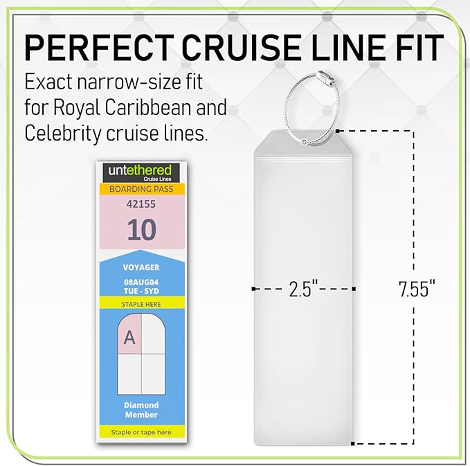 Untethered Cruise Luggage Tag Holders (6 Pack, Narrow) | Clear Luggage Tags for Cruise Ships | Durable PVC Travel Bag ID Tags (6.3" x 2.4")
