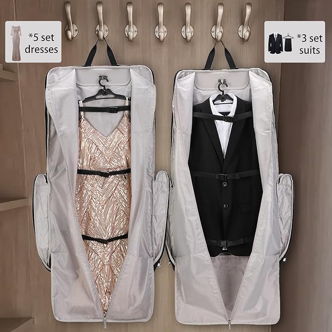 BE SMART Waterproof Foldable Garment Bags for Travel, 51" Large Travel Hanging Bags for Clothes, Carry on Suit Bag with Strap for Men Women, Wrinkle Free Luggage Suit Cover for Business Trips(Blue)