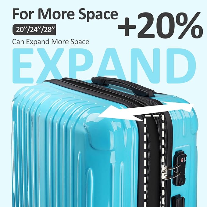 24inch Luggage with Spinner Wheels, Lightweight PC+ABS Hard Shell Suitcases, Expandbale Storage & TSA Aprovel Lock