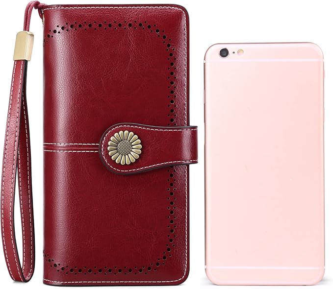 SENDEFN Wallets for Women Leather Credit Card Holder with RFID Blocking Large Capacity Wristlet | with RFID Blocking, Large Capacity, Wristlet, with RFID Blocking, Large Capacity, Wristlet