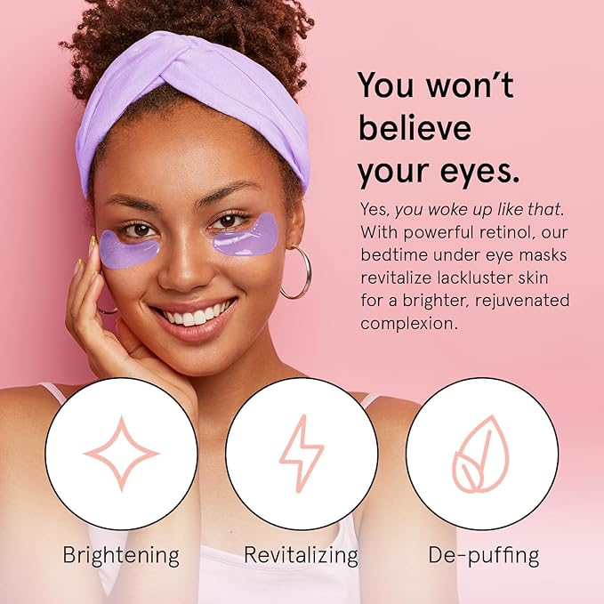 grace & stella Retinol Under Eye Patches for Puffy Eyes and Dark Circles - Restoring Gel Under Eye Masks with Hyaluronic Acid - Vegan Skincare, Self Care Gifts for Women (Purple, 48 Pairs)