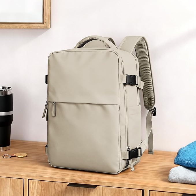 coowoz Carry On Backpack Women Men Travel Backpack Airline Approved Laptop Backpack Sport Rucksack, B-khaki, L, Rucksack