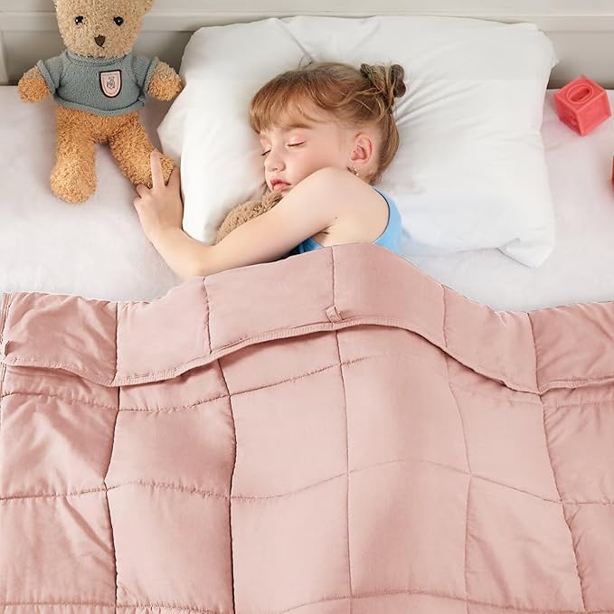yescool Pink Weighted Blanket 5 Pounds Cooling Weighted Lap Blanket, Heavy Blanket for Sleeping, Weighted Throw Blanket Gifts for 40-60lbs, 40"x60"