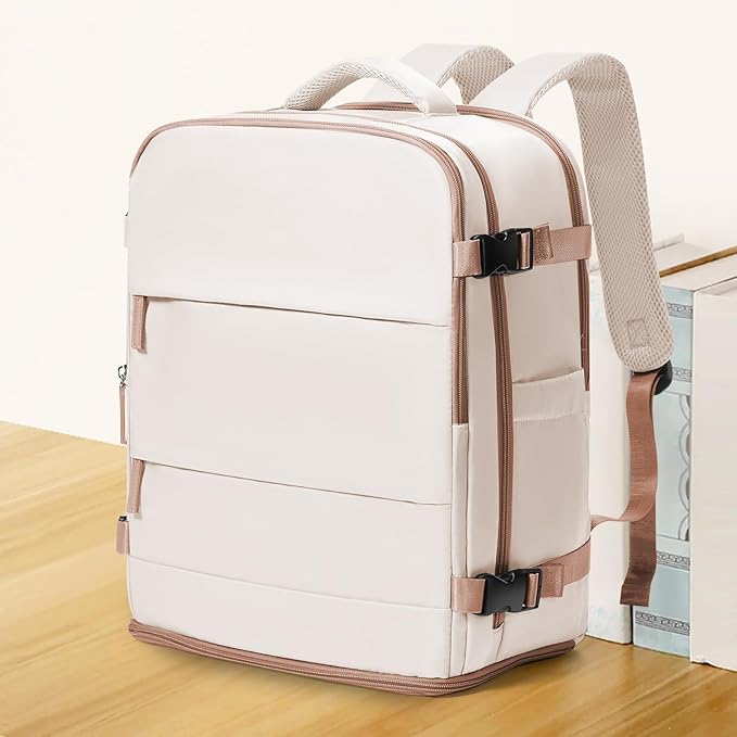 coowoz Travel Backpack Carry On for Women Man Gym Backpacks with Laptop Compartment Mochila de Viaje Teacher Personal Item Backpack Airplane Accessories Must Haves Beige Brown 20L