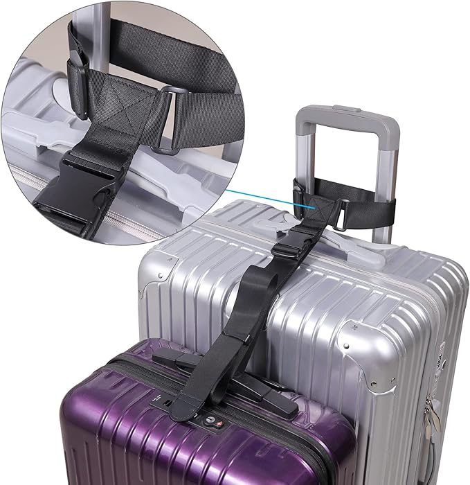 Vigorport Luggage Connector Straps, Add a Bag Suitcase Strap Belt, Luggage Clip Link, Multi Adjustable 1.5" W Travel Attachment Accessories for Carry on Bag Stacker - 2 Pack