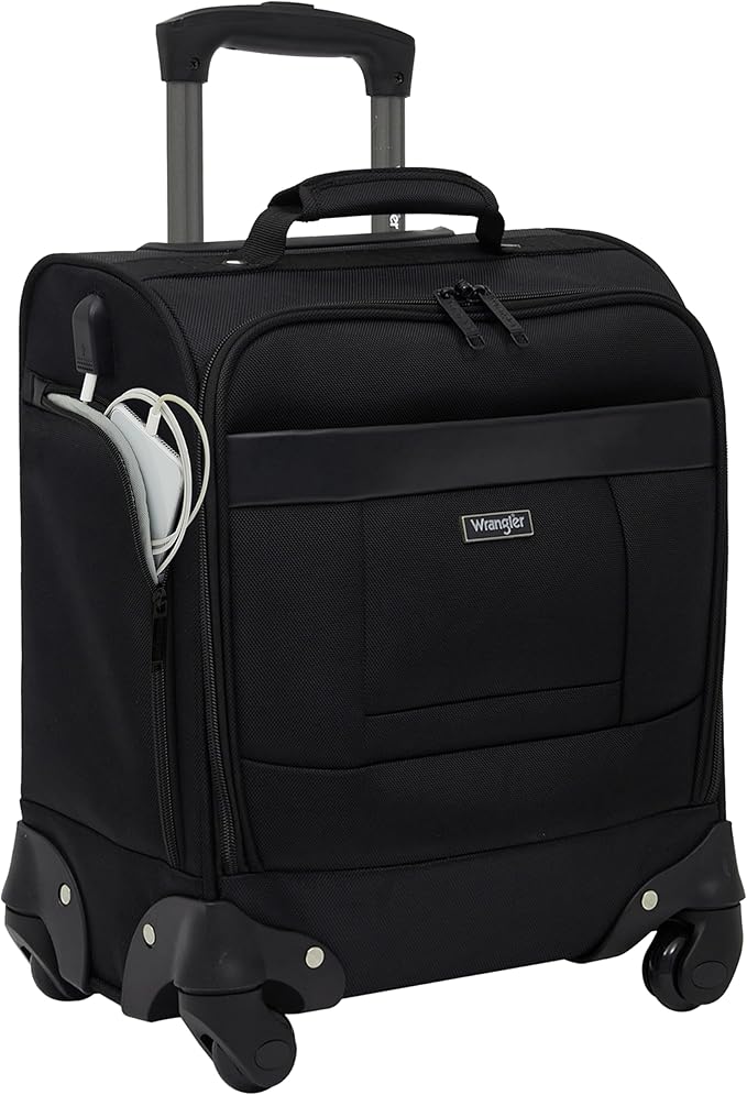Wrangler 17" Underseat Spinner Carry-On Luggage, Black