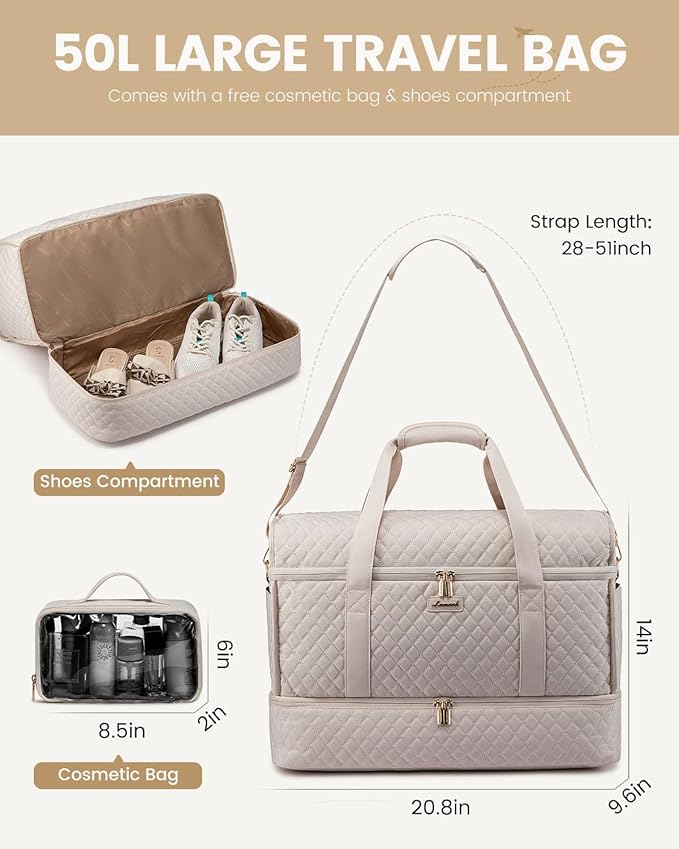 LOVEVOOK Large Travel Duffle Bag, Weekender Bags for Women With Shoe Compartment, Overnight Hospital Bag For Women Labor Delivery, Carry on Bag Personal Item Travel Bag, Yoga Gym Duffel Bag