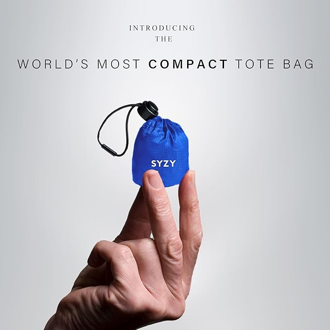 SYZY World's Most Compact Travel Tote Bag Portable Shopping Beach Market Bag - Reusable Collapsible Stuffable