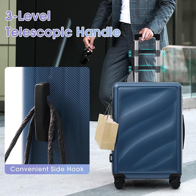 Hardshell Luggage Sets, Lightweight Wave Suitcases with Spinner Wheels