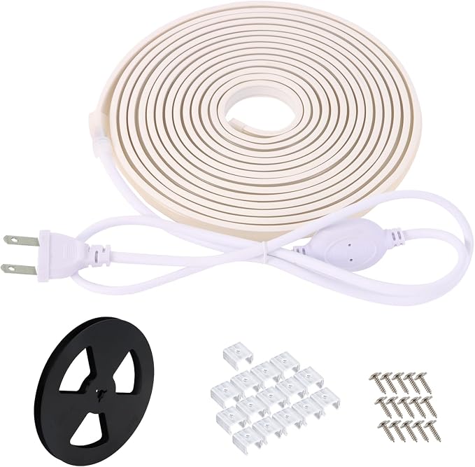 1m LED Strip Lights 320LEDs 6000K Cool White Rope Lights 110V | 3.28 Foot 120V Outdoor Lights COB LED Strip Light Waterproof IP67 for Under Cabinet Lights Bedroom Garden Patio