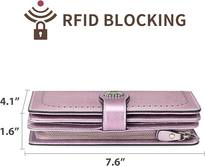 SENDEFN Wallets for Women Leather Credit Card Holder with RFID Blocking Large Capacity Wristlet | with RFID Blocking, Large Capacity, Wristlet, with RFID Blocking, Large Capacity, Wristlet