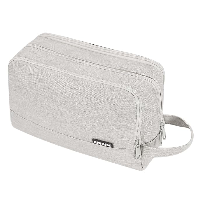 Toiletry Bag for Men Hanging Dopp Kit Water Resistant Shaving Bag Small Toiletry Bag for Traveling (Denim Pure Beige)