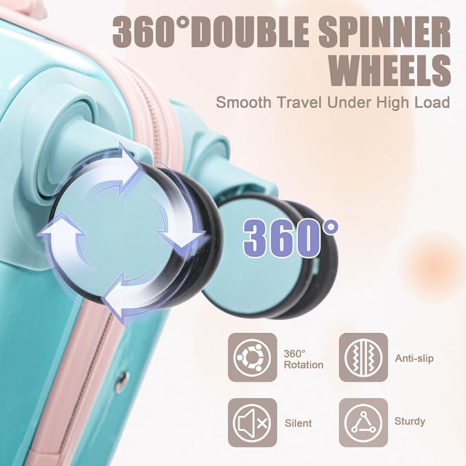 Hardside Luggage, Lightweight Suitcases with Spinner Wheels Transition Pink