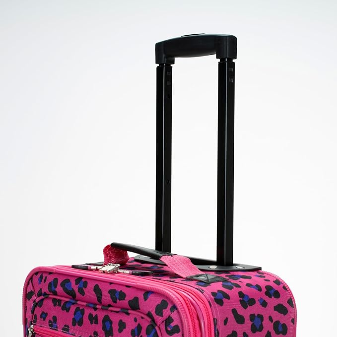 Rockland Fashion Softside Upright Luggage Set, Magenta Leopard, 2-Piece (14/19)