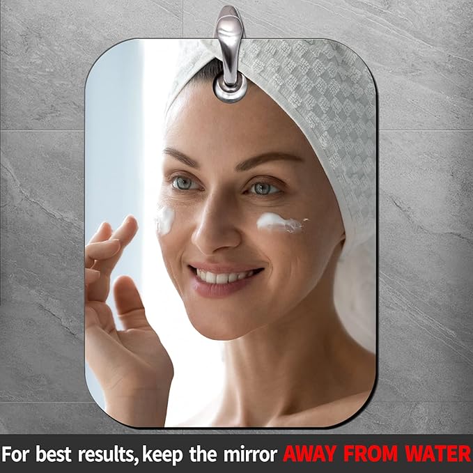 Shaving Mirror, Unbreakable Shower Mirrors, (Small,6 inches x 4 inches) Bathroom Handheld Mirror for Men and Women Portable Camping Travel Mirrors,Frameless Handheld for Makeup
