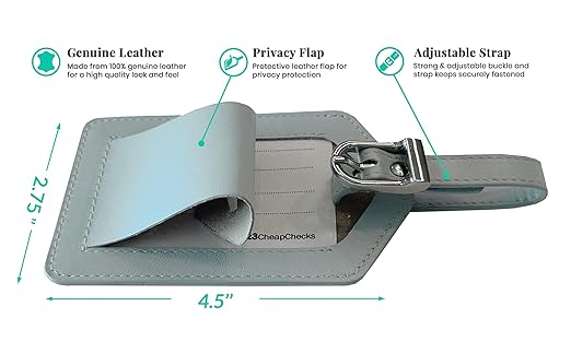 Chambray Genuine Top Grain Leather Luggage Tag