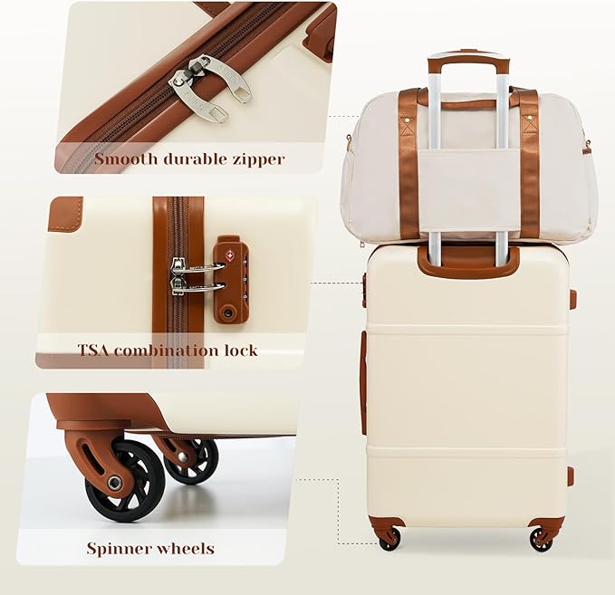 Coolife Luggage Set 3 Piece Suitcase Set Carry On Luggage PC Hardside Luggage TSA Lock Spinner Wheels Telescopic Handle