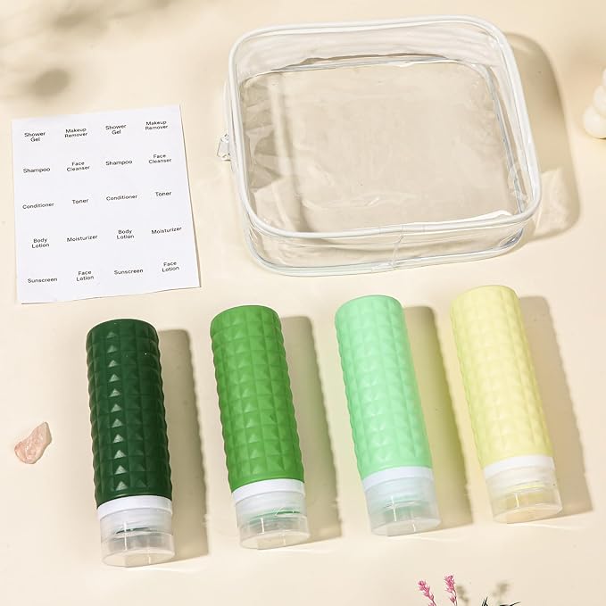 Travel Bottles for Toiletries, TSA Approved Travel Size Containers, Leak Proof Silicone Shampoo Bottles, Small Toiletry Containers with Clear Bag for Shampoo Conditioner Lotion