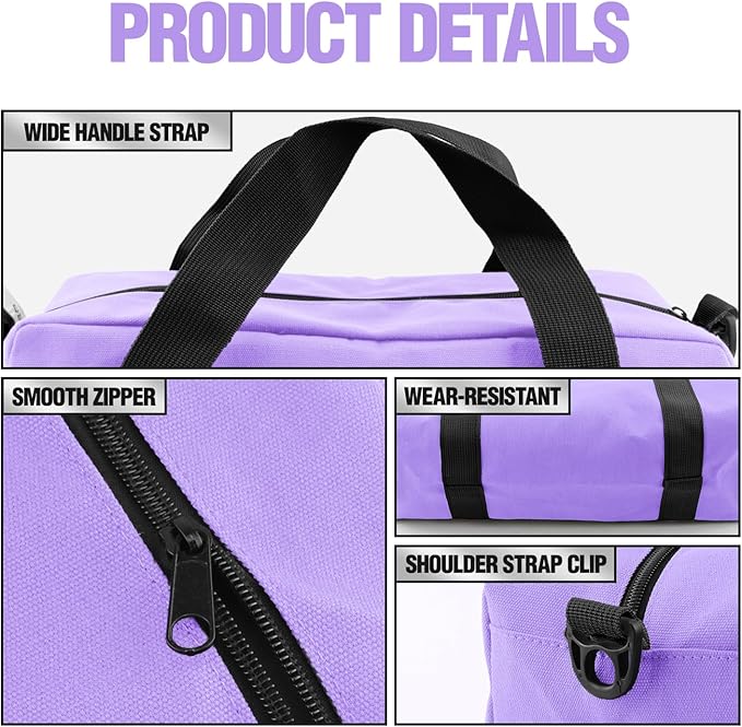 Small Tool Bag, Canvas Tool Storage Bag, Large Capacity Multipurpose Zipper Soft Tote Organizer Pouch for Electrician, Plumbing, Gardening,Tools Bags for Men (Purple, 14 Inch)