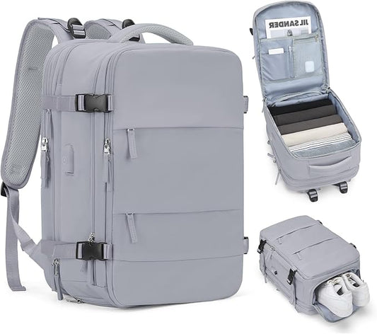 coofay Expandable Backpack For Traveling On Airplane Carry On Backpack Flight Approved Personal Item Travel Backpack For Women Men Airline Approved Gym Bag With Shoe Compartment Travel Weekender Bag