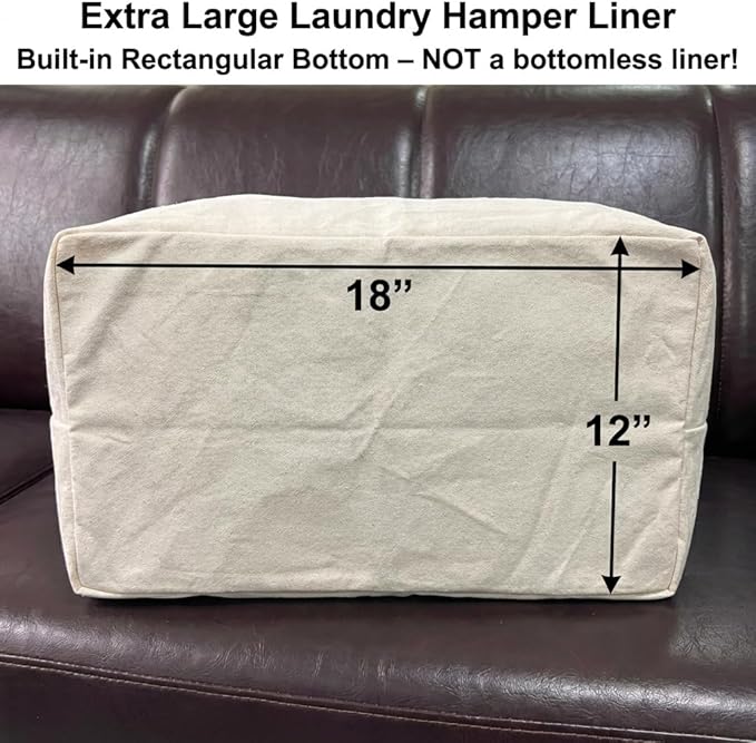 2 Pcs Canvas Laundry Bags with Carrying Handles & Drawstring Closure, Machine-washable Laundry Basket Hamper Liner Replacement Bags