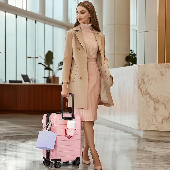 KYME Carry On Luggage 22x14x9 Airline Approved Expandable Hardshell 20 Inch Suitcase with TSA Lock Carry On Suitcase with Wheels Small Travel Rolling Luggage with Cup Holder for Women