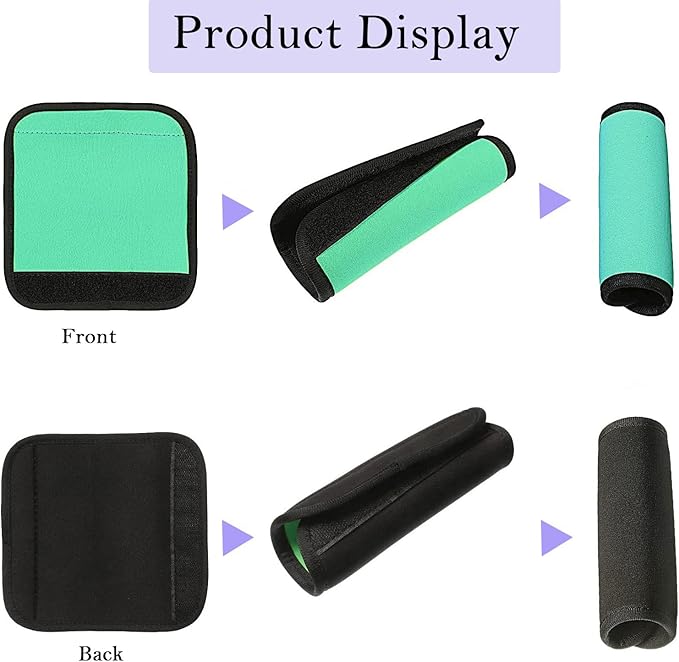 2 Pack Luggage Handle Wraps, Soft Handle Covers for Suitcase, Handle Wrap for Carry On/Bag, Travel Accessories for Luggage (Green)